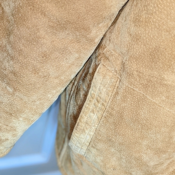 Tan Suede Leather w Faux Fur Lined Long Coat by RC Comstock Expedition - Picture 9 of 11